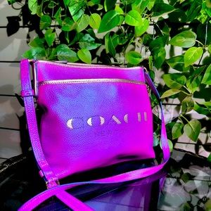 IRIDESCENT Fushia & MIRRORED Mauve Leather Medium Coach Crossbody Bag